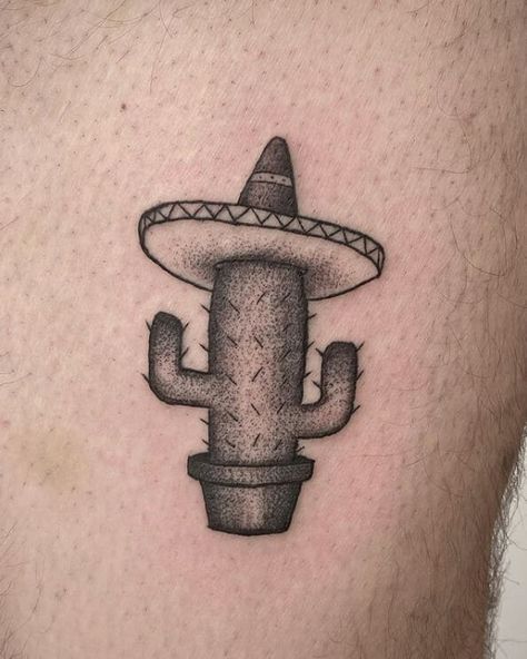 Hat Cactus Tattoo Cactus Tattoo Cactus With Sombrero Tattoo, Cactus Cowboy Hat Tattoo, Cactus Tattoo Design, Sombrero Tattoo, Tattoo Cactus, Cactus Tattoos, Cowboy Hat Tattoo, Cactus Tattoo, Tattoo Symbols