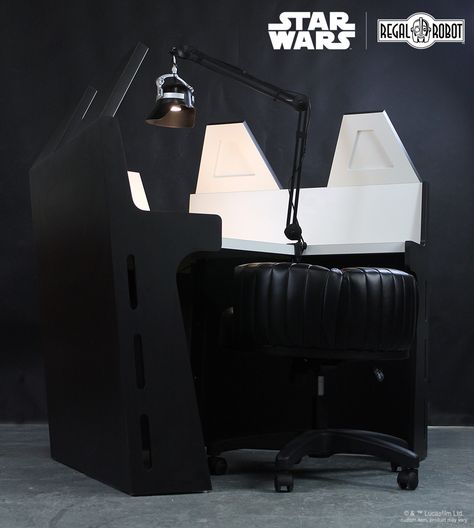 Spotlight – Custom Star Wars™ Darth Vader™ Meditation Chamber Desk – Regal Robot Star Wars Furniture, Functional Desk, Star Wars Light Saber, Leather Stool, Desk And Chair Set, The Force Is Strong, Adjustable Desk, Cool Office, Desk Set