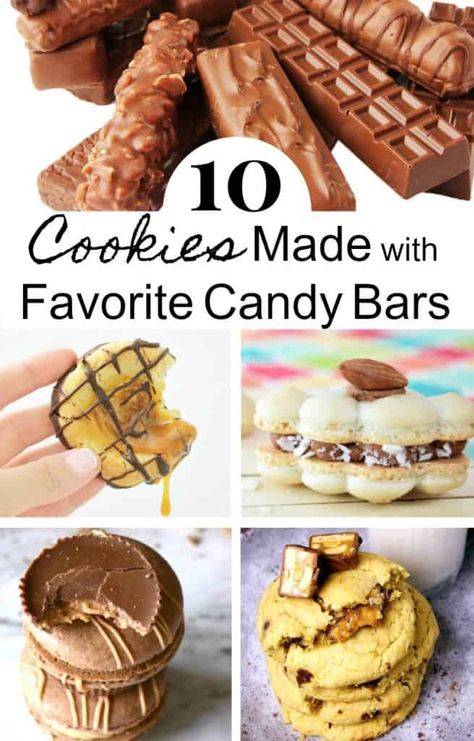 The 10 best candy bar cookies you can make at home. Use your favorite candy bars to make candy cookies that will wow your family and friends. #cookies #recipe Friends Cookies, Surprise Cookie, Candy Bar Cookies, Snickers Candy Bar, Snickers Candy, Butterfinger Candy, Macaron Cookies, Snickers Bar, Wafer Cookies