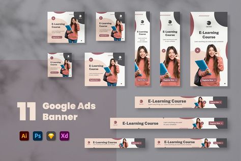 Google Display Ads, Cover Header, Adwords Banner, Ads Banner, Banner Ads Design, Facebook Banner, Education School, Banner Ad, Banner Sizes