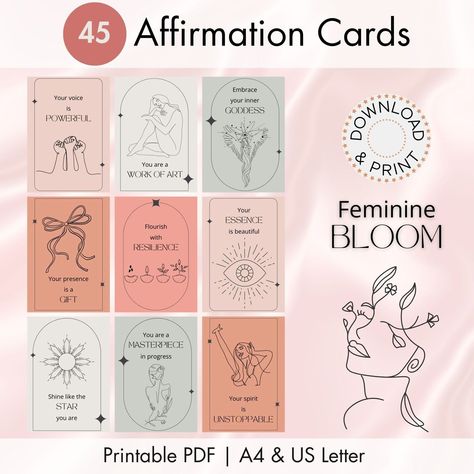 Printable Affirmation Cards | Positive Affirmation Card Set for Women #AffirmationCards #PositiveVibes #SelfLove #DailyAffirmations Mindfulness Cards, Affirmation Cards Printable, Pregnancy Affirmations, Health Affirmations, Positive Affirmation Cards, Successful Marriage, Daily Reflection, Cards Printable, Self Love Affirmations