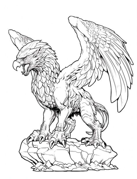 Griffins Art, Griffin Tattoo Design, Griffin Sketch, Griffon Tattoo, Griffon Art, Gryphon Tattoo, Griffin Drawing, Griffin Tattoo, Mythical Creatures Drawings