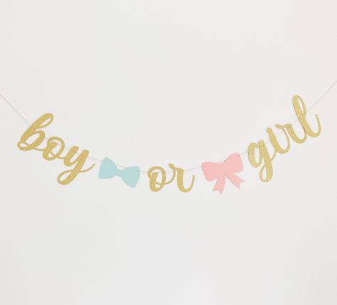 Boy Or Girl Background, Surprise 30th Birthday, Gender Reveal Banner, Smash Cake Topper, Girl Gender Reveal, Script Words, Gender Party, Girl Themes, Blue Bow