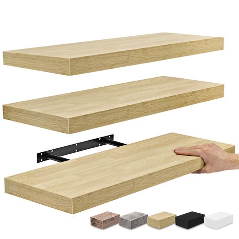 PRICES MAY VARY. 24 Inch Maple Wood Floating Shelves for Wall (Set of 3): Display charming showpieces, trophies, photo frames, decorative items, and other prized possessions while offering functional storage with the wooden floating shelves by Sorbus - Enhance home decor, bathroom decor, living room decor - Fill in empty wall space above a desk, fireplace, entryway, vanity, between windows - Each floating shelf measures approximately 23.75" L X 9.25" W Free Up Space in Your Home & Kitchen: Reduc Flower Fence, Shelves For Bedroom, Kitchen Floating Shelves, Shelves For Wall, Floating Shelves Kitchen, Shelves Kitchen, Wooden Floating Shelves, Laundry Room Shelves, Wall Shelves Design