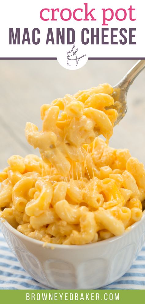 Crock Pot Mac and Cheese - An easy, super cheesy macaroni and cheese recipe made right in the slow cooker. Perfect for holidays and feeding a crowd! #macandcheese #macaroniandcheese #crockpot #crockpotrecipes #slowcooker #slowcookerrecipes Easy Crockpot Mac And Cheese Recipe, Mac N Cheese Crockpot, Slow Cooker Macaroni And Cheese Recipe, Crock Pot Mac And Cheese, Crockpot Mac N Cheese Recipe, Crock Pot Mac, Pot Mac And Cheese, Easy Mac N Cheese, Cheesy Macaroni