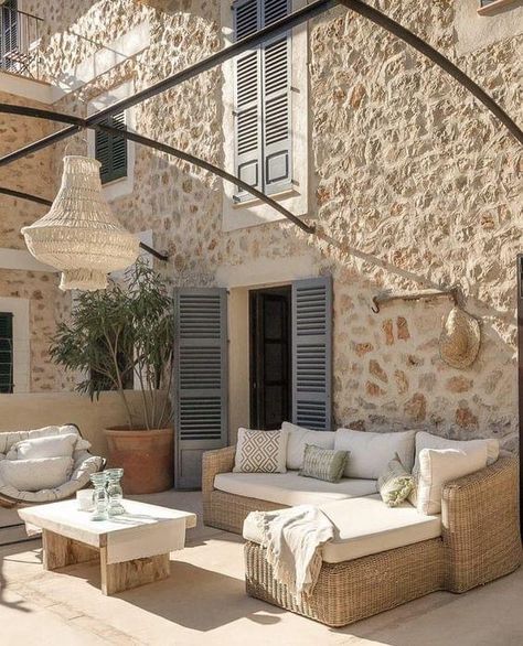 Home Outdoor Decor, Outdoor Decor Ideas, Stone Cottage, Stone Houses, Stone House, French House, Home Outdoor, Outdoor Rooms, Unique Home