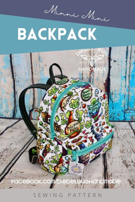 Minni Mini Backpack sewing pattern. The Minni is the perfect mini-sized backpack for both adults and kids alike. Whether you use it as your everyday bag or vacation hopper you're sure to be prepared for whatever comes your way. Mini Backpack Sewing Pattern, Backpack Sewing Pattern, Backpack Pattern Sewing, Backpack Sewing, Wallet Sewing Pattern, Sewing Hats, Modern Bag, Backpack Pattern, Patterned Backpack