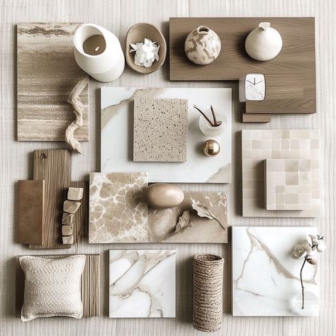 Neutral Mood Board Aesthetic, Mood Boards Aesthetic Interior Design, Material Palette Mood Boards, Office Mood Board Interior Design, Spa Mood Board, Materials Board Architecture, Kitchen Mood Board Colour Palettes, Neutral Mood Board, Contemporary Mood Board