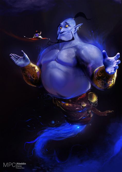 ArtStation - Genie, Aladdin 2019, Ahmed Rawi Adventure Time Flame Princess, Aladdin Art, Disney Fairies Pixie Hollow, Aladdin 2019, Genie Aladdin, Super Images, Panther Art, Pagan Gods, Twisted Disney