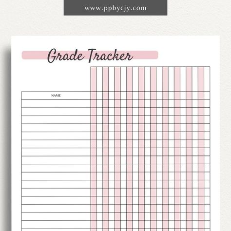 Teacher Grade Tracker Printable Template – Digital download for tracking and managing student grades Grade Tracker Printable, Exam Grades, Exam Tracker, Grade Book Printable, Teacher Organizer, Money Template, Grade Tracker, Academic Goals, Teacher Templates