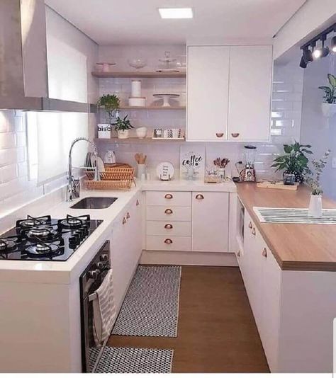 Cozinha em U: Veja +61 Modelos e Dicas de Decoração Baking Room, Minum Air, Kitchen Modular, Space Storage, Simple Kitchen, Kitchen Room Design, Kitchen Inspiration Design, Kitchen Furniture Design, Luxury Kitchens