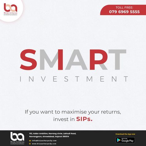 If you want to maximise your returns, Then Invest in SIP. As an investor, use a methodical approach to capturing better returns over time while possibly reducing losses. �𝐓𝐨 𝐊𝐧𝐨𝐰 𝐌𝐨𝐫𝐞 𝐂𝐚𝐥𝐥: 📱𝟎𝟕𝟗 𝟔𝟗𝟔𝟗 𝟓𝟓𝟓𝟓 (𝐓𝐨𝐥𝐥-𝐅𝐫𝐞𝐞) 𝐨𝐫 𝐯𝐢𝐬𝐢𝐭: www.birjuacharyacfp.com #SIP #investment #birjuacharya #sharemarket #stockmarket #stocks #bonds #portfoliomanagement #investor #investmoney #mutualfunds #stockmarketinvesting Sip Investment, Dental Marketing, Certified Financial Planner, Mutual Funds, Stock Market Investing, Portfolio Management, Financial Planner, Investing Money, Share Market