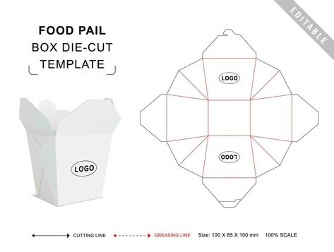 Noodle Box Template, Food Packaging Template, Food Box Template, Bowl Template, Packaging Cookies, Box Packaging Templates, Salad Box, Paper Box Diy, Food Box Packaging