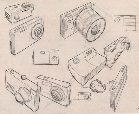 Camera Sketch Drawings, Camera Design Sketch, Camera Lens Drawing, Camera Drawing Sketches, Camera Drawing Simple, Moleskine Ideas, Hand Perspective, Camera Perspective, Camera Sketch