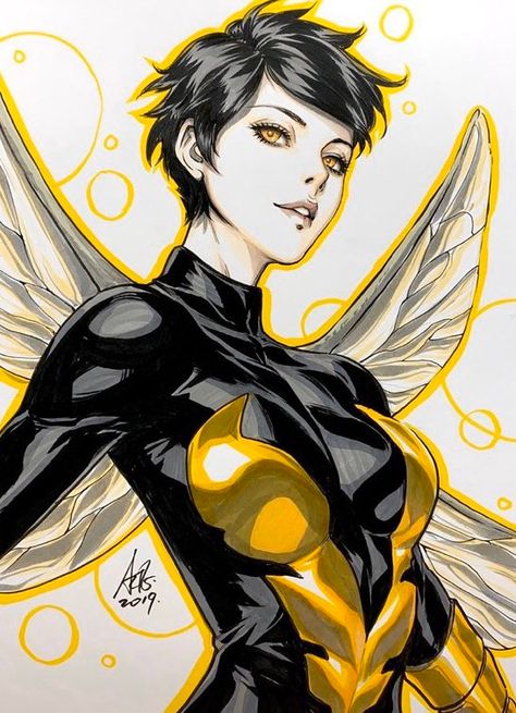 best of the wasp (@bestofwasp) / Twitter Artgerm Art, Wasp Marvel, Stanley Lau, Stanley Artgerm, Marvel Heroines, Gold Color Combination, Copic Art, The Wasp, Time Drawing