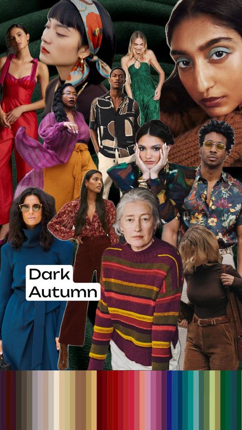 Dark Autumn outfit and colour inspiration ✨ The Dark Autumn palette is dark, warm, and earthy - so beautiful. #darkautumn #colouranysis #coloranysis Dark Autumn Palette, Dark Autumn Color Palette, Deep Autumn Color Palette, Autumn Palette, Dark Color Palette, Deep Autumn, Dark Autumn, Fall Color Palette, Colour Inspiration