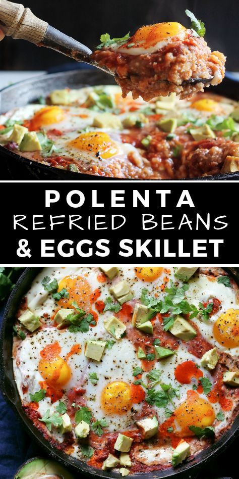 Bean And Egg Recipes, Mexican Polenta, Polenta Dishes, Creamy Refried Beans, Breakfast Polenta, Polenta Breakfast, Dysphagia Recipes, Breakfast Mexican, Struggle Meals