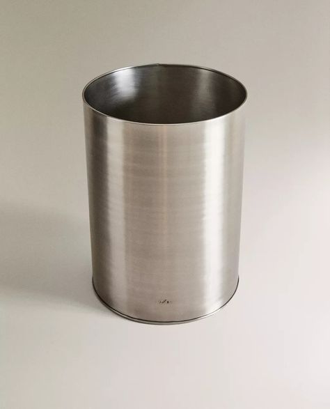 STATIONERY METAL WASTEPAPER BASKET - COLLECTION - NEW IN | Zara Home United States of America Wastepaper Basket, Waste Basket, Book Stationery, Bathroom Cleaning, Clean Laundry, Zara Home, States Of America, Home Fragrance, Polished Nickel