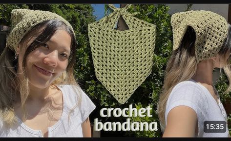 Crochet Granny Square Triangle, Granny Square Triangle, Rave Crochet, Headscarf Tutorial, Summer Bandana, Crochet Queen, Triangle Bandana, Head Bandana, Granny Square Tutorial