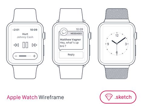 Wireframe Apple Watch 42mm (312px*390px)  License: Free for commercial use. Wireframe Sketch, Watch Sketch, Wireframe Template, Free Apple Watch, Apple Watch Design, Watch Drawing, Sketch Free, Wix Templates, Apple Watch 42mm