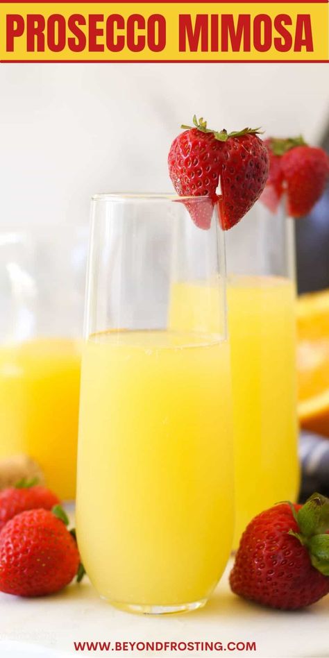 Easy homemade Mimosas requires only two ingredients. These are made with prosecco and orange juice and they are so refreshing and tasty. These are perfect for breakfast or brunch or celebrations like Valentine's day or a bridal shower. What Is Prosecco, Mimosa Recipe Easy, Prosecco And Orange Juice, Prosecco Drinks, Easy Drinks To Make, Homemade Chocolate Truffles, Fun Summer Drinks, Fun Drinks Alcohol, Mimosa Recipe