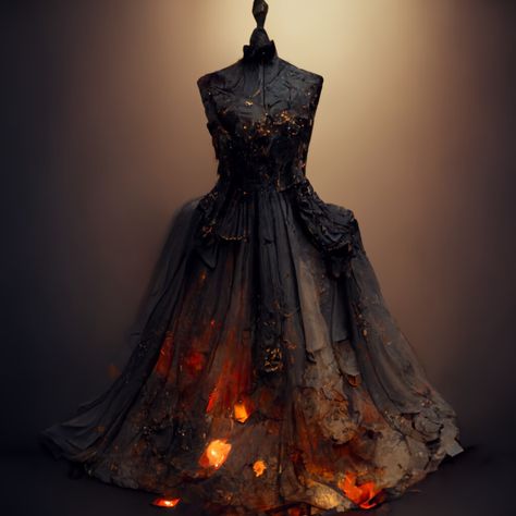 Fire Themed Dress, Fire Dress Design, Black Fire Dress, Fire Wedding Dress, Dress That Looks Like Fire, Fire Inspired Dress, Flame Inspired Dress, Fire Queen Dress, Fire Dress Gowns