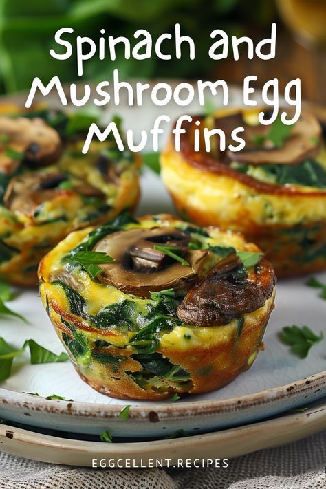 Start your morning right with delicious and nutritious Spinach and Mushroom Egg Muffins! #Spinach and Mushroom Egg Muffins #egg spinach mushroom muffins #egg muffins breakfast spinach mushroom #spinach mushroom sausage egg muffins #spinach mushroom feta egg muffins #spinach and mushroom egg muffins clean food crush #spinach mushroom cheese egg muffins #egg white spinach mushroom muffins Egg Mushroom Spinach, Eggs Spinach Mushrooms Breakfast, Egg White Muffins Healthy, Spinach Mushroom Egg Bites, Spinach Breakfast Muffins, Spinach Mushroom Breakfast, Mushroom Muffins, Feta Egg Muffins, Eggs Muffins