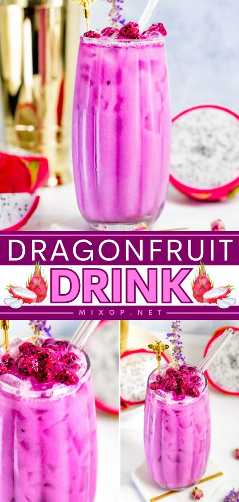 Get ready to embark on a fruity and refreshing adventure with the Copycat Starbucks Dragonfruit Drink. This vibrant beverage takes its inspiration from the iconic and much-loved Starbucks mango dragonfruit refresher, bringing you the same delightful flavors, but from the comfort of your home. Starbucks Dragon Fruit Drink, Dragonfruit Drink, Mango Dragon Fruit Refresher, Dragon Fruit Refresher, Dragon Fruit Drink, Fruity Cocktail Recipes, Copycat Drink Recipes, Fruity Mixed Drinks, Easy Party Drinks