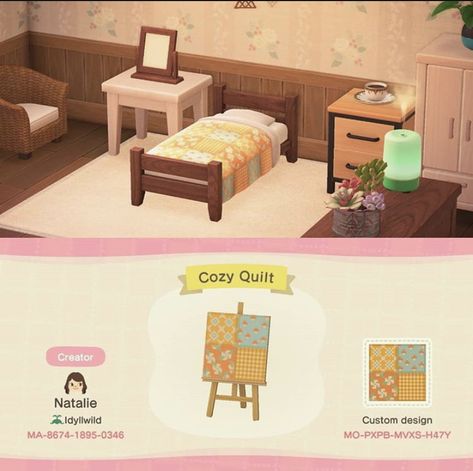 The Able Sisters, Animal Crossing Design Codes, Animal Crossing Design, Able Sisters, Cute Bedding, Qr Codes Animal Crossing, Animal Crossing Characters, Single Quilt, Patterned Bedding