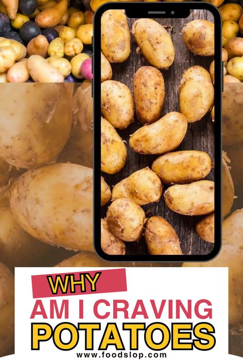 a pile of potatoes with the text why am i craving potatoes? Potatoes In Oven, Vitamin C, Fruits And Veggies, Vitamins, Diet, Healthy Eating, Healthy Recipes, Fruit, Make It Yourself