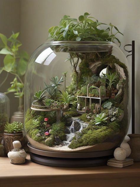 Explore ‘Tiny Jungles’ with small plant terrarium wonderland. Dive into a world of lush greenery within the confines of your space, adding a touch of enchantment and natural beauty to your home decor. 🌿🏡✨ #TerrariumWonderland #TinyJungles #IndoorGreenery #PinterestEnchantedSpaces House Plant Terrarium, Bottle Aquarium, Dollar Tree Bunny, Best Terrarium Plants, Bedroom Spring, Terrarium Scene, Futuristic Bedroom, Build A Terrarium, Aquarium Architecture