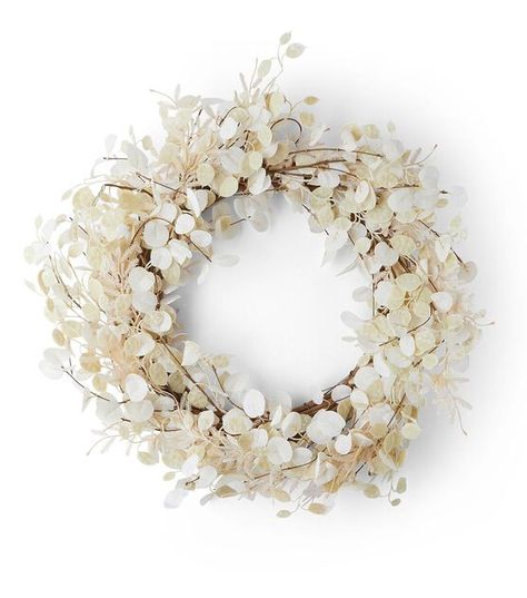 Coordinating White Eucalyptus Leaves Wreath & Garland Wreath Above Bed, Bedroom Wreath, Scandinavian Holiday Decor, White Eucalyptus, Shabby Chic Fall, Fall White, Cozy Fall Decor, White Wreath, Eucalyptus Wreath