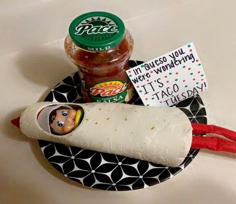 Elf On Shelf, Awesome Elf On The Shelf Ideas, Elf Ideas, Taco Tuesday, Shelf Ideas, Holidays With Kids, On The Shelf, Christmas Elf, Nachos