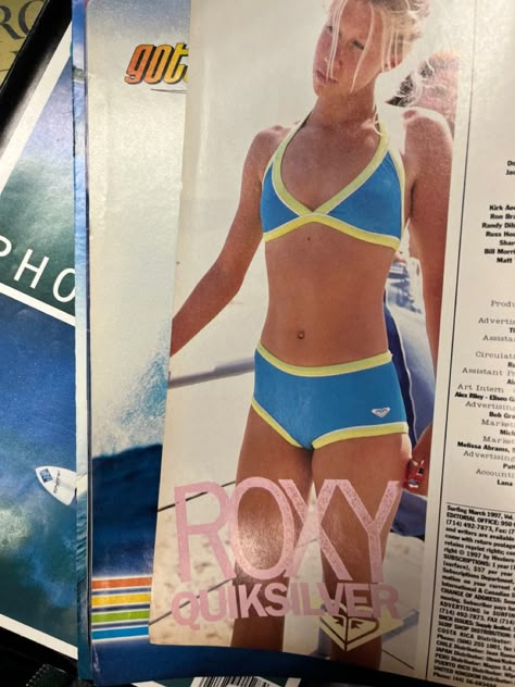 Vintage Surf Magazine, Swimsuit For Small Chest Bikinis, Roxy 2000s, Swimsuit For Small Chest, Beach Rats, Roxy Vintage, Surfer Girl Aesthetic, Roxy Swimwear, Vintage Roxy