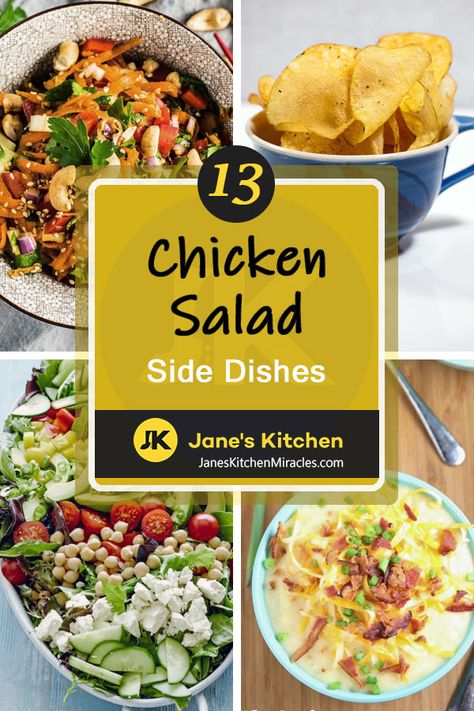 It's a versatile dish, so what to serve with chicken salad offers you a lot of options. We give you our favorite selections for chicken salad sandwich sides, Chinese chicken salad pairings, and more. #chickensalad #chickensaladsandwich #chickensaladsides #sidedish #sidedishrecipes Sides For Chicken Salad, Chicken Croissant, Chicken Salad Croissant, Chicken Salad Sandwiches, Luncheon Menu, Sides For Chicken, Asian Inspired Salad, Salad Menu, Lunch Sides