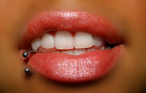 lovethis Piercings Ideas, Lip Piercings, Lip Rings, Beautiful Teeth, Kiss Lips, Perfect Teeth, Face Piercings, Piercings For Girls, Cool Piercings