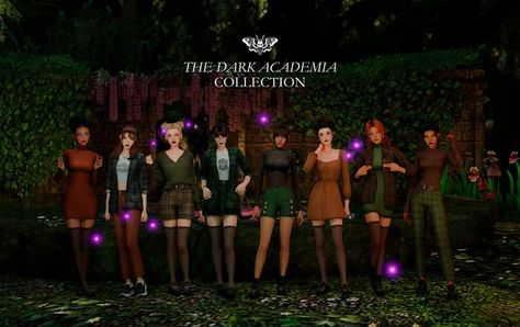 [Dark Acedemia Collection] | Patreon Dark Academia Sims 4, Sims 4 Dark Academia, Masculine Clothing, Sims 4 Tattoos, Dark Academia Style, Academia Style, The Sims 4 Download, Dress With Stockings, Sims 4 Cc Packs