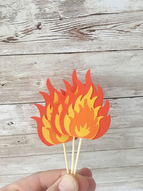 Fire Cupcake Toppers for Firetruck Birthday Party, Fireman Party, Fireman Party Decorations, Firetruck Birthday Party Decorations by TwoCraftyBishes on Etsy Fire Theme Decorations, Fire Themed Party Decoration, Fire Decorations Party, Fire Graduation Party, Fire Party Decorations, Fire Themed Party, Fireman Party Decorations, Fire Decorations, Fire Birthday Party