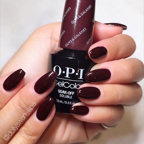 OPI Guys And Galaxies Opi Burgundy Nail Polish, Nail Colors Opi Gel, Opi Burgundy, Nail Colors Opi, Gel Nails Red, Fall Nails Opi, Opi Red Nail Polish, Opi Gel Nail Colors, Oxblood Nails