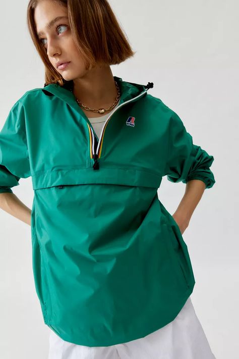 K-Way Le Vrai Leon 3.0 Half-Zip Windbreaker Jacket | Urban Outfitters K Way Jacket, Half Zip Windbreaker, Peacoats, Jackets Winter, K Way, Green Fits, Track Suit, Women's Jackets, Half Zip Pullover