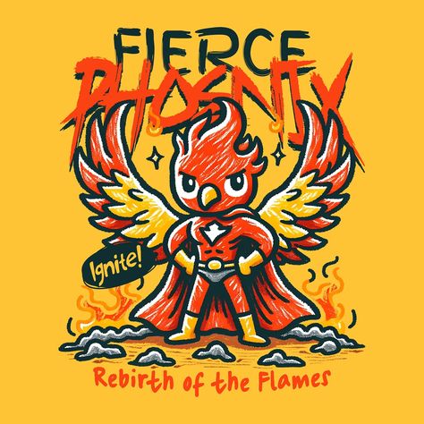 🦅🔥 Rise from the ashes with Fierce Phoenix! #tshirt #cartoon #funny #phoenix #superhero #mythical #tshirtdesign #printondemand #kittl #kittldesign Phoenix Shirt Design, Phoenix Superhero, Phoenix Cartoon, Phoenix Tshirt, Rise From The Ashes, Cartoon Funny, Shirt Design, Phoenix, Print On Demand