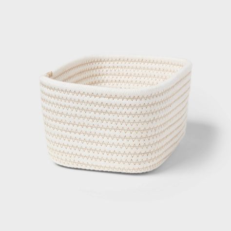 Give a boost of functional style to your home decor with the Value Coiled Rope from Brightroom™. This cream basket features a coiled rope design with contrasting stitch detailing for an appealing look that suits your decor style well. Boasting an open top, this rectangle basket makes a perfect pick to stash away belts, scarves and more. Brightroom™: See your space in a new light. Gift Basket Container Ideas, Sleepover Basket, Target Basket, Cube Baskets, Brr Basket, Birthday Baskets, Sister Gift Ideas, Cheap Baskets, Coiled Rope Basket