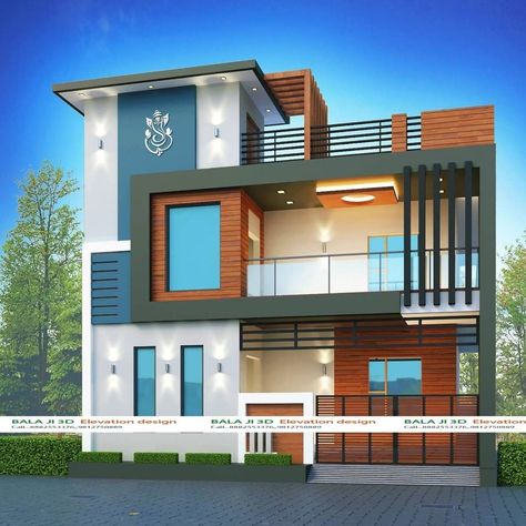 Double Floor House Elevation Design, Indian House Exterior Design, Celebrity Home, Celebrity Mansions, West Facing House, Railing Tangga, Building Front Designs, Arch Designs, Single Floor House Design