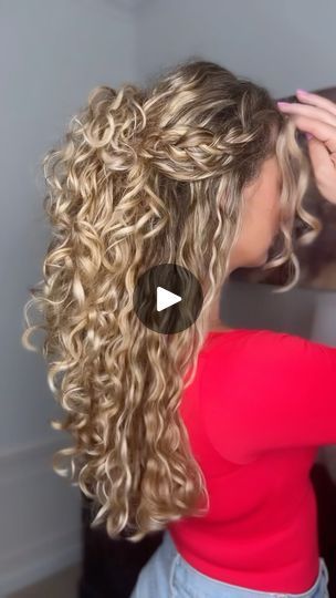 145K views · 11K reactions | Half Up Hairstyle with Braids ⁣
⁣
Save to try later!⁣
⁣
#hairblogger #hairtutorial #curls #curlyhairstyles | Candace Stuller | altego_music · BOY IS MINE X BUTTONS (ALTÉGO MIX) Half Up Half Down Plait, Quick Hairstyles For Curly Hair, Braided Curly Hairstyles, Hairstyle With Braids, Curly Half Up Half Down, Music Boy, Half Up Hairstyle, Braided Crown, Braided Crown Hairstyles