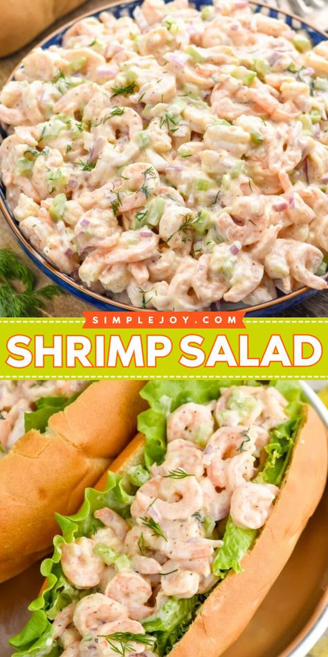 This Shrimp Salad recipe is easy to make and creates the perfect shrimp salad sandwiches. You will love the simple flavors in this fantastic summer salad recipe. Homemade Shrimp Salad, Creamy Shrimp Salad Recipes, Summer Shrimp Salad Recipes, Shrimp Salad Meal Prep, Easy Shrimp Salad Simple, Simple Shrimp Salad, Shrimp Salad Recipes Using Cooked Shrimp, Shrimp And Avocado Salad Recipes, Corn And Shrimp Salad