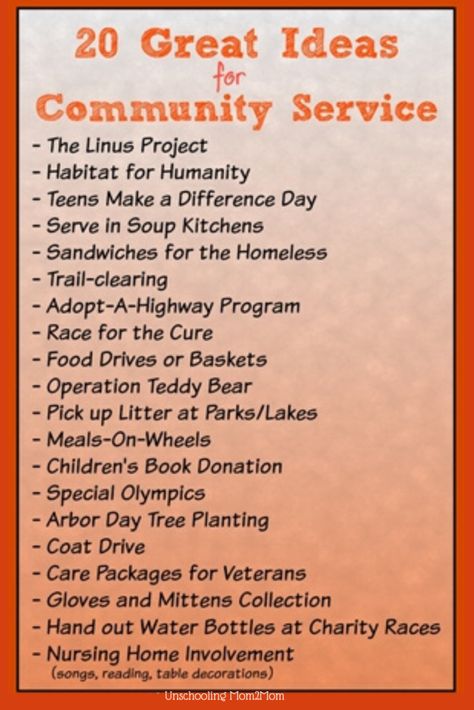 20 Great Ideas for Community Service projects Projects For High School Students, Service Learning Projects, Service Projects For Kids, Community Service Ideas, Church Outreach, Community Service Projects, Service Ideas, Girl Scout Ideas, Learning Projects