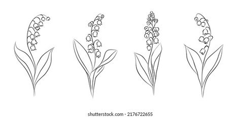 Lily Of The Valley Tattoo, Valley Tattoo, Simple Flower Tattoo, Lily Flower Tattoos, Cute Simple Tattoos, Cross Tattoos For Women, Lily Of The Valley Flowers, Valley Flowers, Line Art Vector