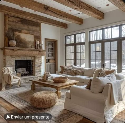 English Cottage Decor, Modern Rustic Living Room, Modern Farmhouse Living, French Country Living Room, Cottage Living Rooms, Cottage Interior, Modern Farmhouse Living Room, Country Living Room, Modern Cottage