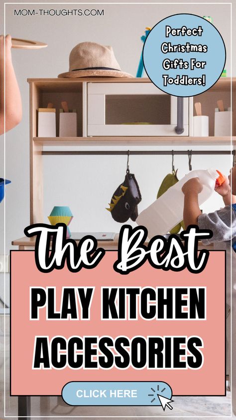 play kitchen accessories Diy Play Kitchen For Older Kids, Toddler Kitchen Makeover, Kids Play Kitchen Makeover, Diy Play Kitchen Accessories, Play Kitchen Organization, Kidkraft Vintage Kitchen, Best Play Kitchen, Young Toddler Activities, Disrespectful Kids