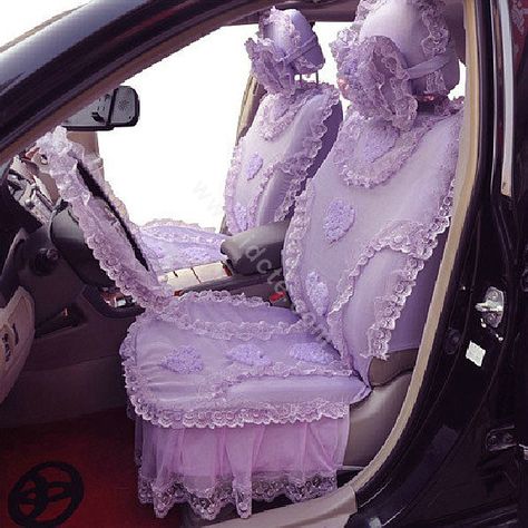 Purple Seat Covers, Pink House Interior, Princess Car, Romantic Princess, Hello Kitty Car, Girly Car Accessories, Car Deco, Purple Car, Car Accessories For Girls